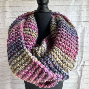 Bryce Cowl. Multicolor Oversized Chunky Knit Scarf. Women's Knitted Cowl.