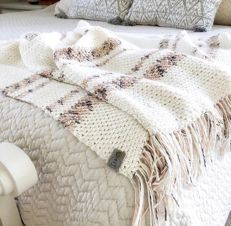 Cottage core Throw Blanket. Bohemian Throw Blanket 62 x 48 Cream Farmhouse Throw Blanket Cozy Cotton Modern Farmhouse Throw image 1