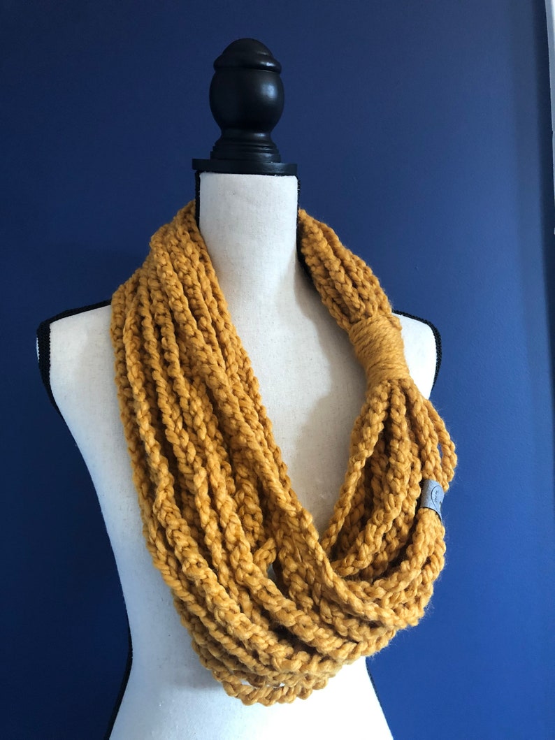 Mustard Yellow Women's Scarf. Knit Infinity Scarf. Golden | Etsy