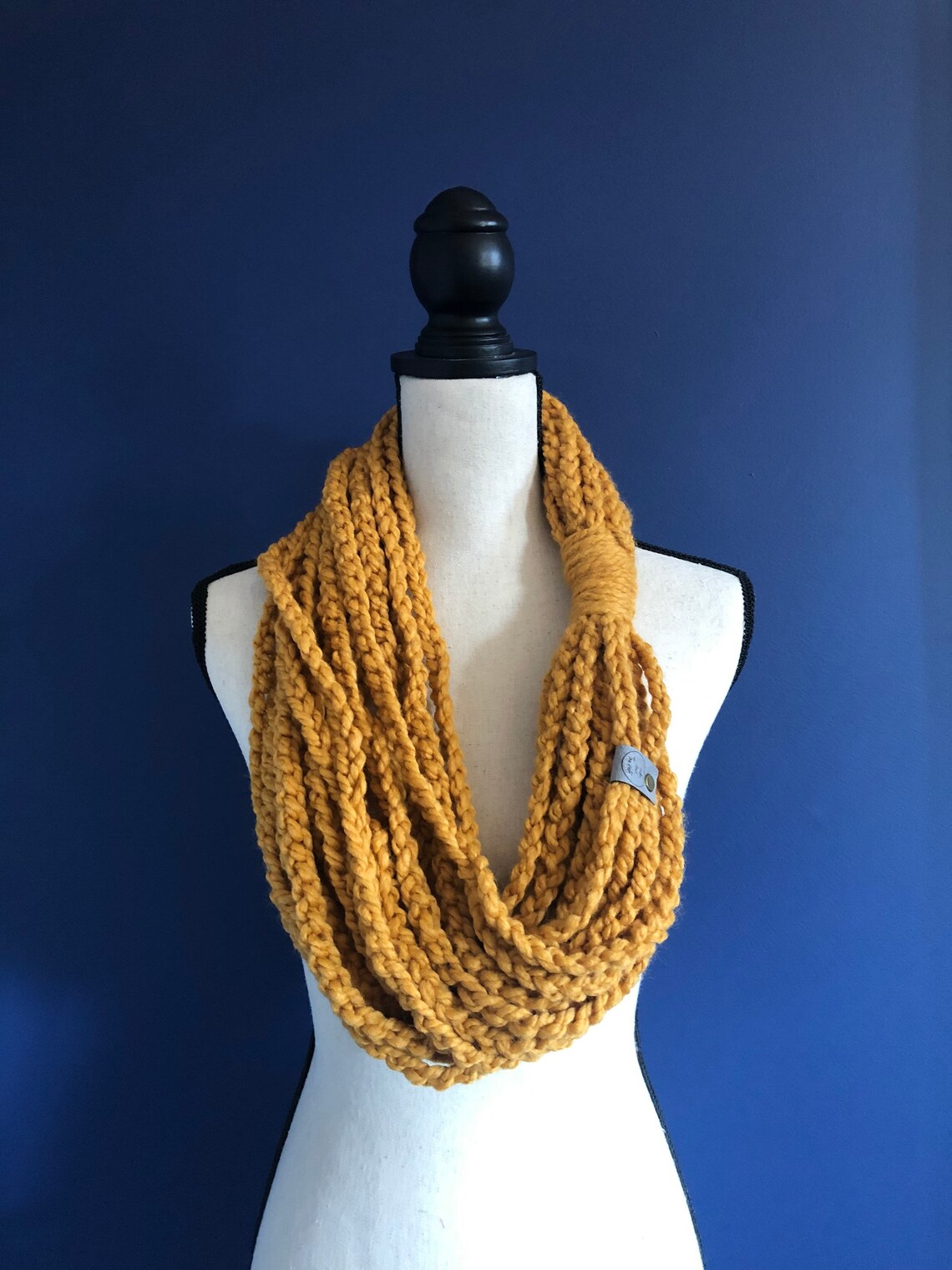 Mustard Yellow Women's Scarf. Knit Infinity Scarf. Golden - Etsy