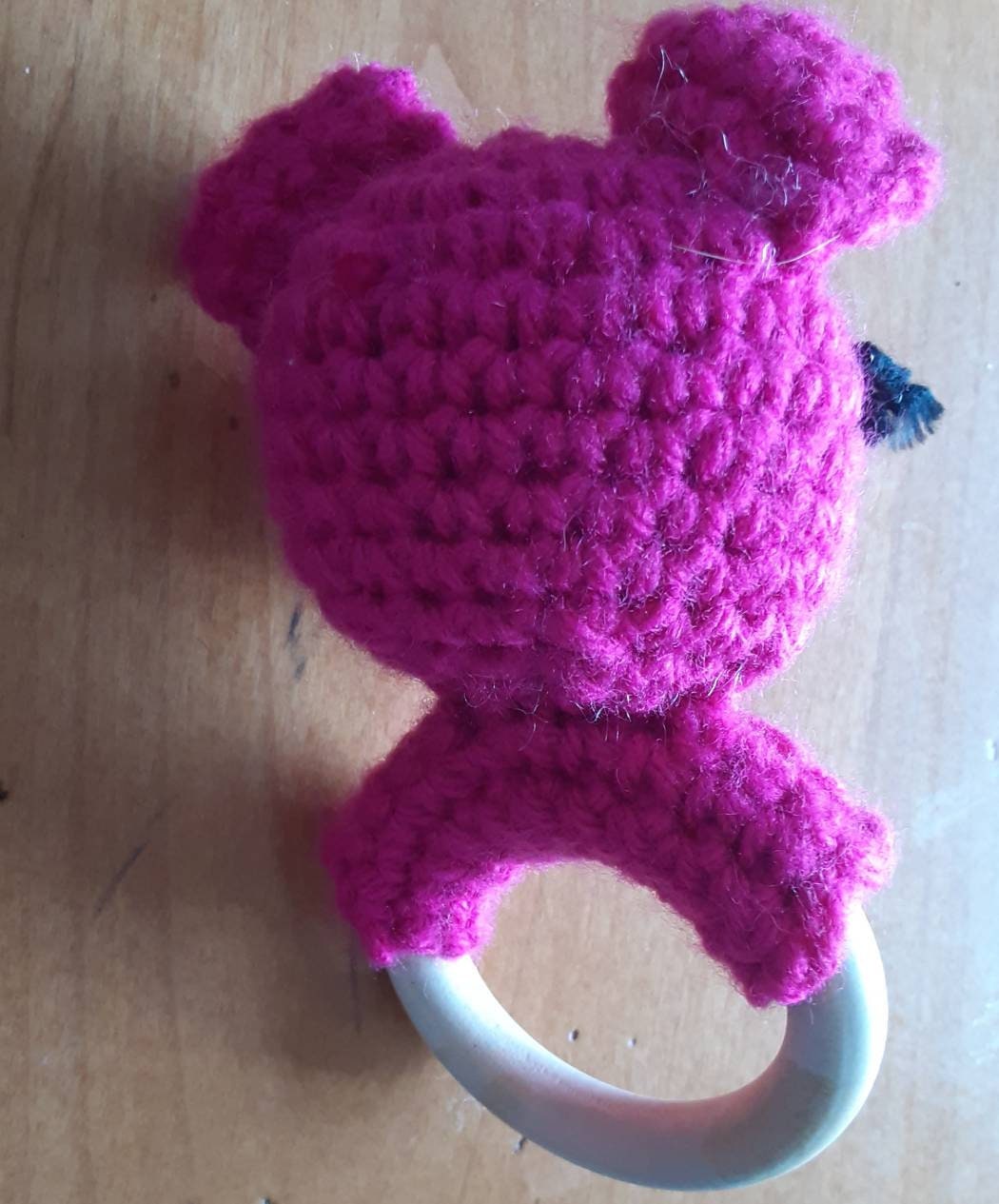 Piggy teether Baby crocheted teether Yarn and wooden ring Etsy