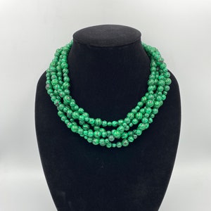 Green Malachite Statement Necklace, Chunky Green Necklace, Green Beaded Necklace, Multi Strand Statement Necklace, Handmade Necklace |10