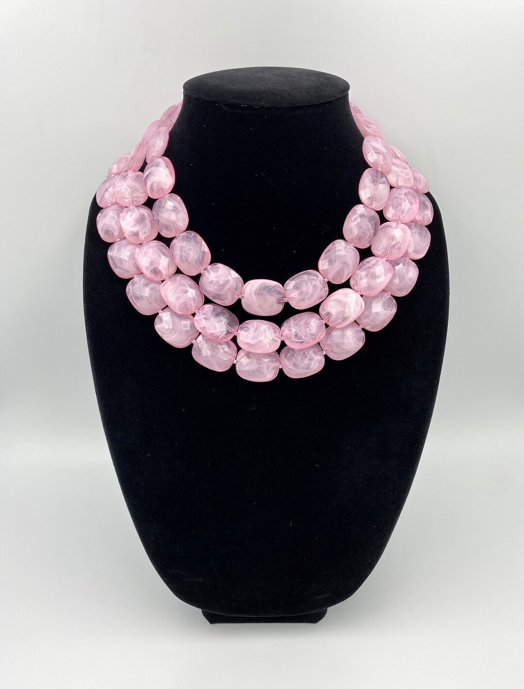 Light Pink Statement Necklace Pink Chunky Necklace Pink Etsy