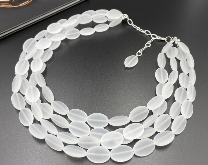 Matte White Chunky Necklace White Clouds Necklace White - Etsy