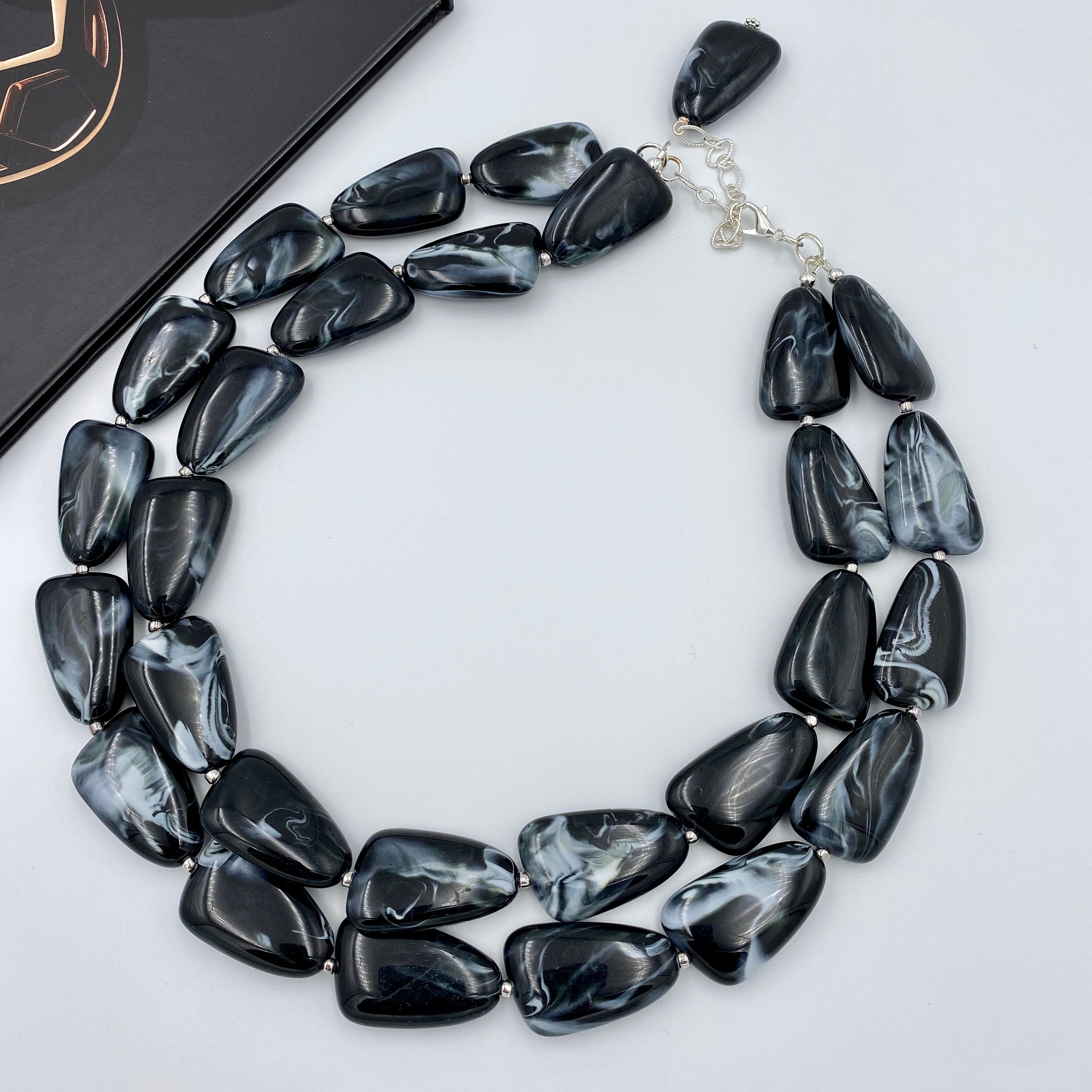 chunky black bead necklace