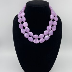 Chunky Purple Double Strand Necklace, Bold Beaded Layered Statement, Necklace for Women, Birthday Gift, Party Jewelry Set, Bridal Shower |8