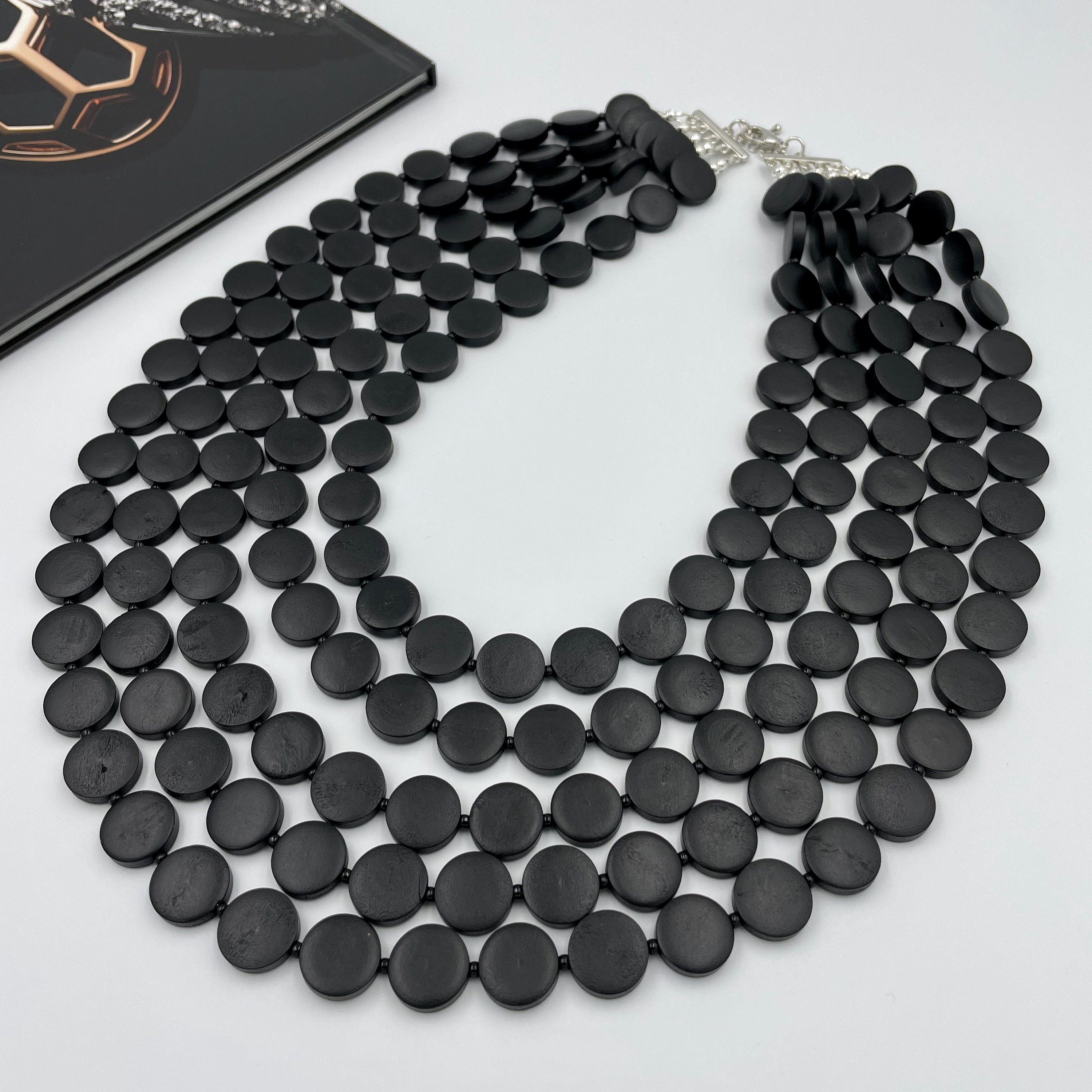 5mm black wood beads, 85pcs natural wooden beads, Round spacer beads for  jewelry making