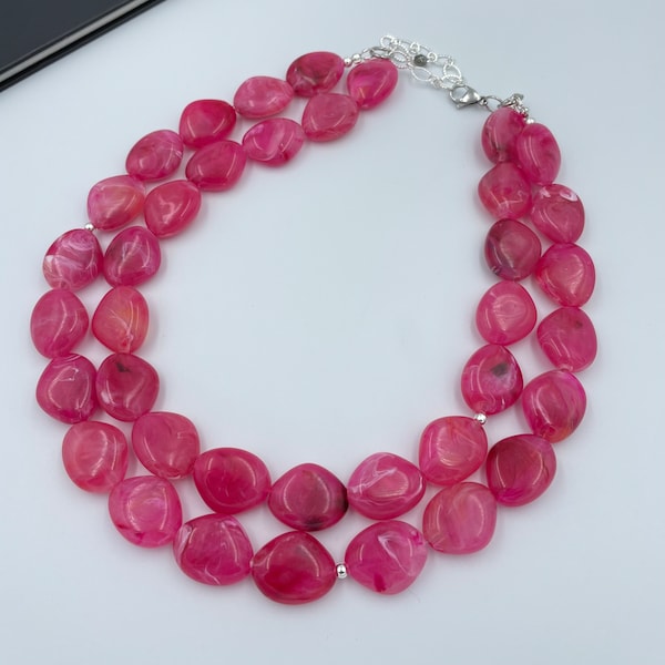 Hot Pink Necklace - Etsy