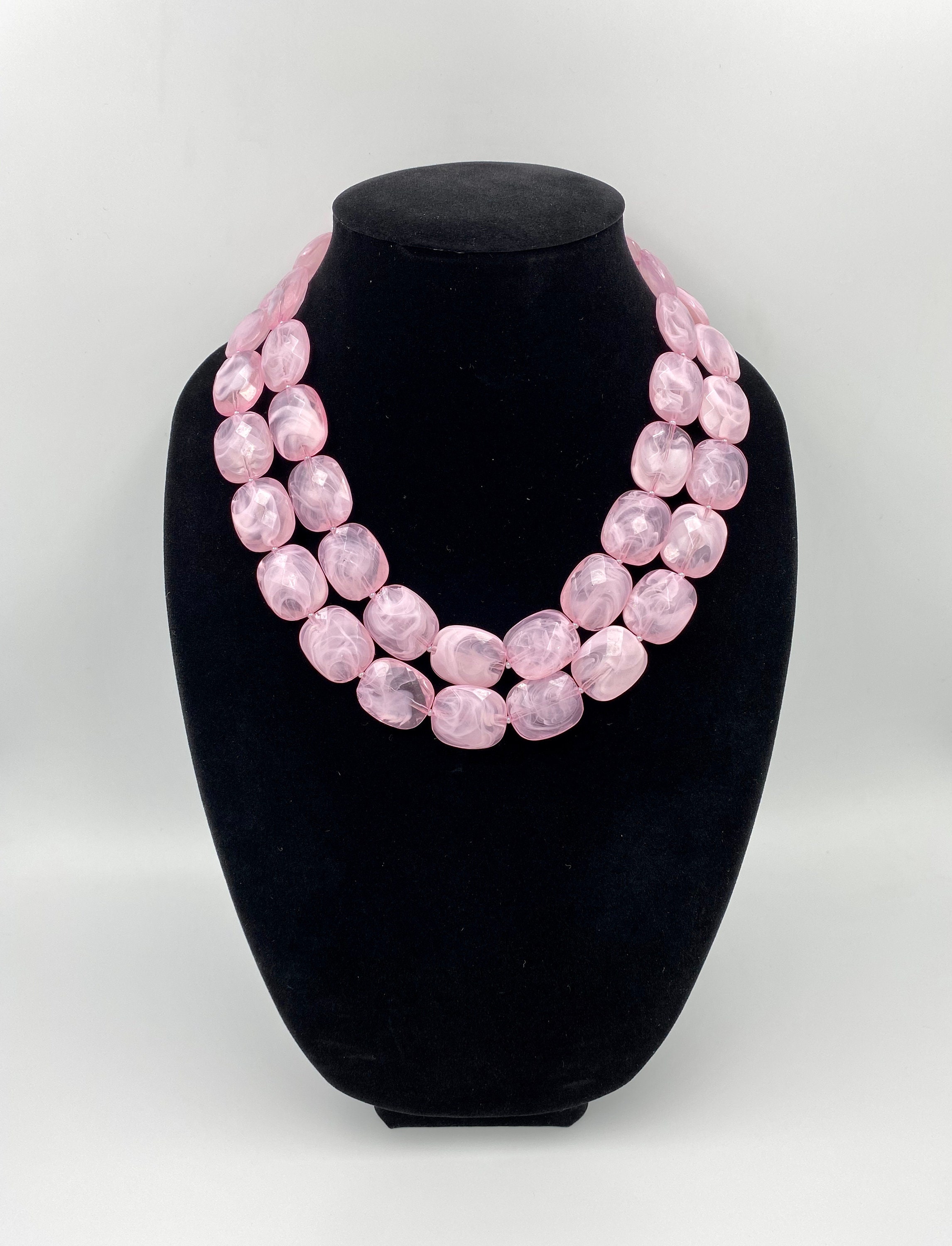 Light Pink Statement Necklace Light Pink Chunky Necklace Etsy