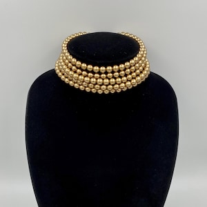Gold Multi Strand Choker, Chunky Beaded Statement Necklace, Prom, Birthday Gift for Her |2