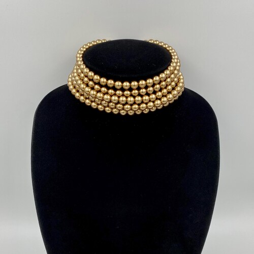 Ras de cou multibrins dorés, gros collier de perles, bal de promo, cadeau d'anniversaire pour elle | 2