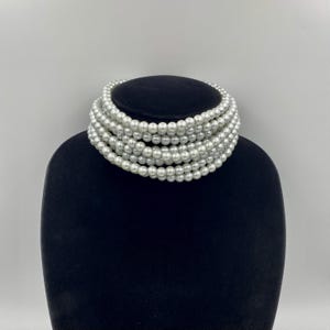 Silverpärlhalsband med choker, flersträngat statement, brudsmycken, brudtärnepresent, bröllopshalsband |1