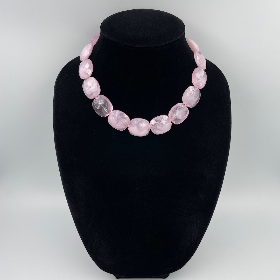 Soft Pink Single Strand Statement Necklace, Chunky Pink Necklace, Pink