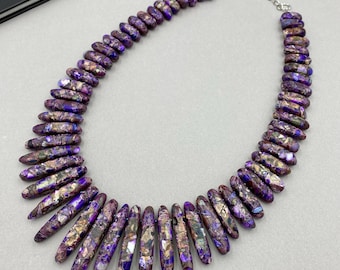 Collar de jaspe morado con púas, joyería de estilo tribal, joyería de boda, regalo de cumpleaños /10