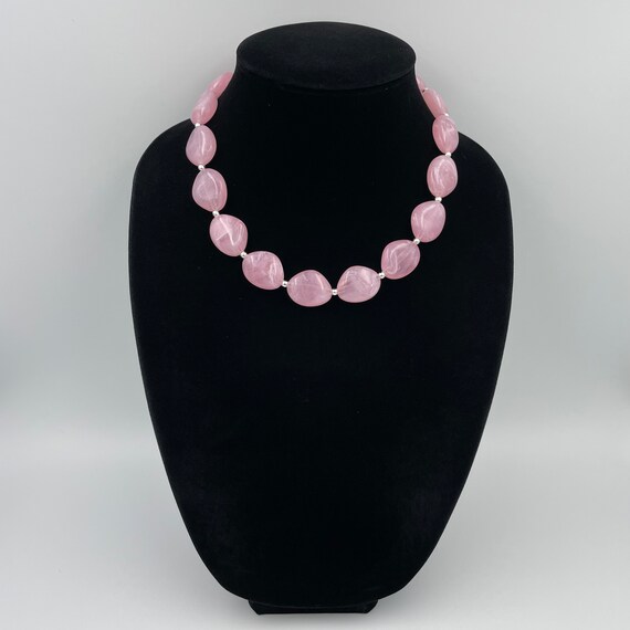 Pink Statement Necklace, Bold Acrylic Beaded Jewelry, Single