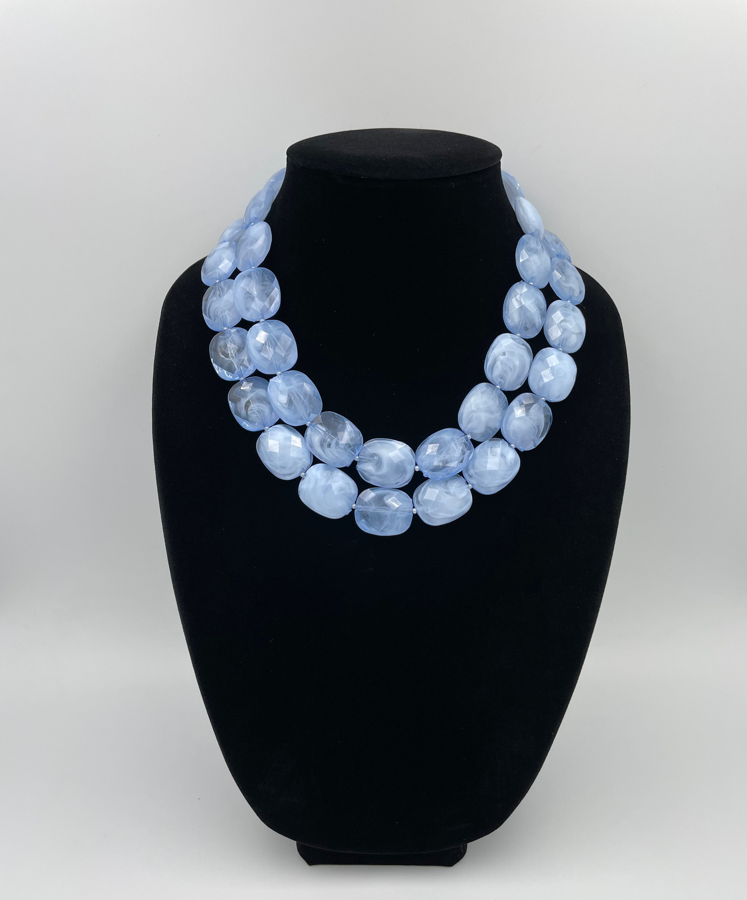 Sky Blue Statement Necklace Blue Chunky Necklace Sky Blue Etsy