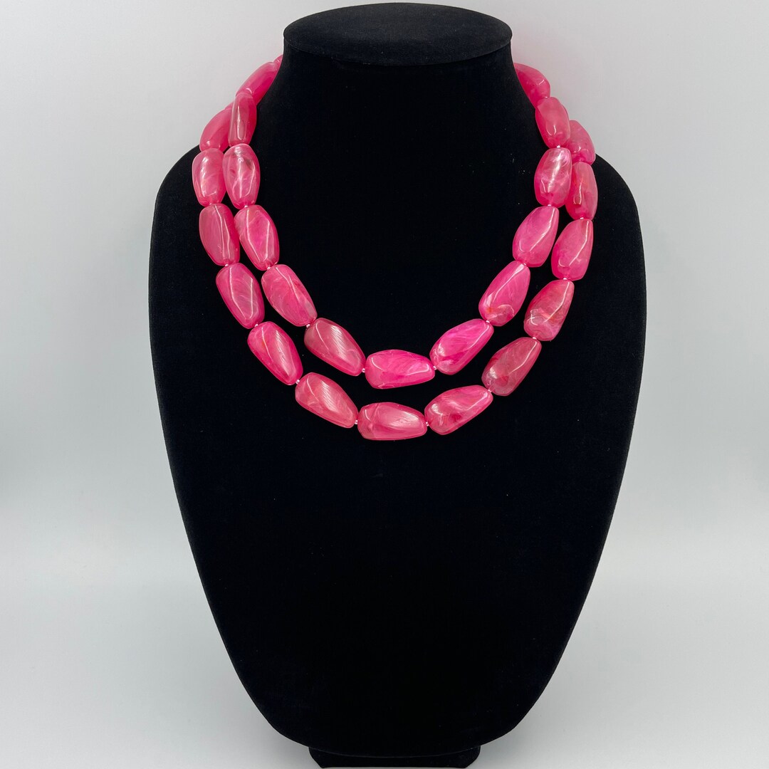 Hot Pink Statement Necklace Chunky Pink Necklace Hot Pink Etsy