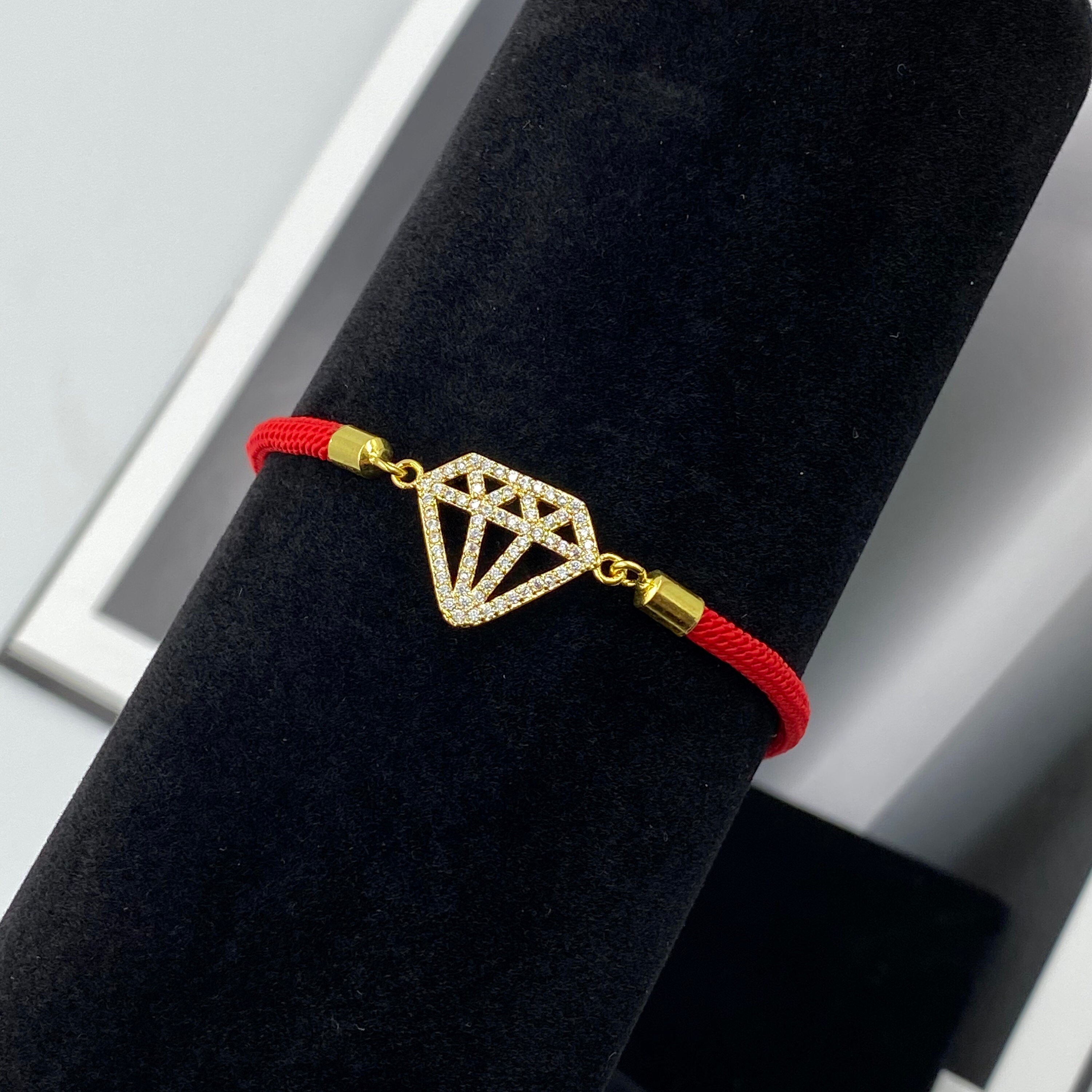 Diamond Red Rope Bracelet Adjustable Red Rope Bracelet Cubic Etsy