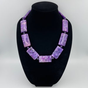 Large Purple Agate Statement, Bold Chunky Single Strand Beaded Gemstone Jewelry, Special Occasion, Grandma Gift, Birthday Party |6