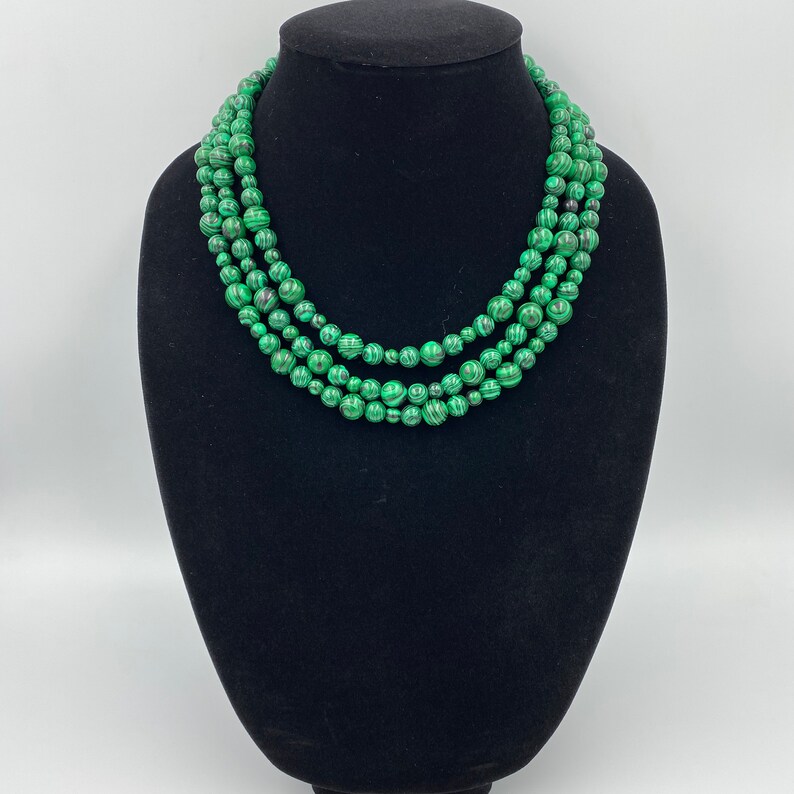 Green Malachite Necklace Green Necklace Green Beaded - Etsy