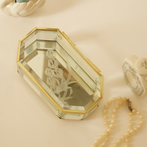 Vintage Etched Mirrored Trinket Box