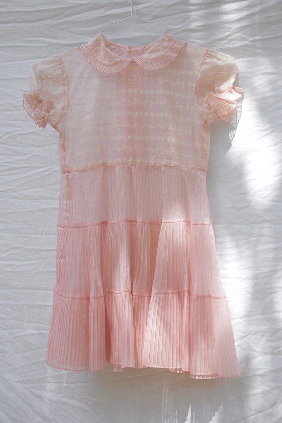 1950s sheer pink dress xxs
