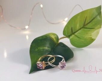 June Birthstone - Light Amethyst - Purple Stone - Swarovski Crystals - Silver or Gold - Handmade Rings - Wire Wrapped Ring - Prom Ideas