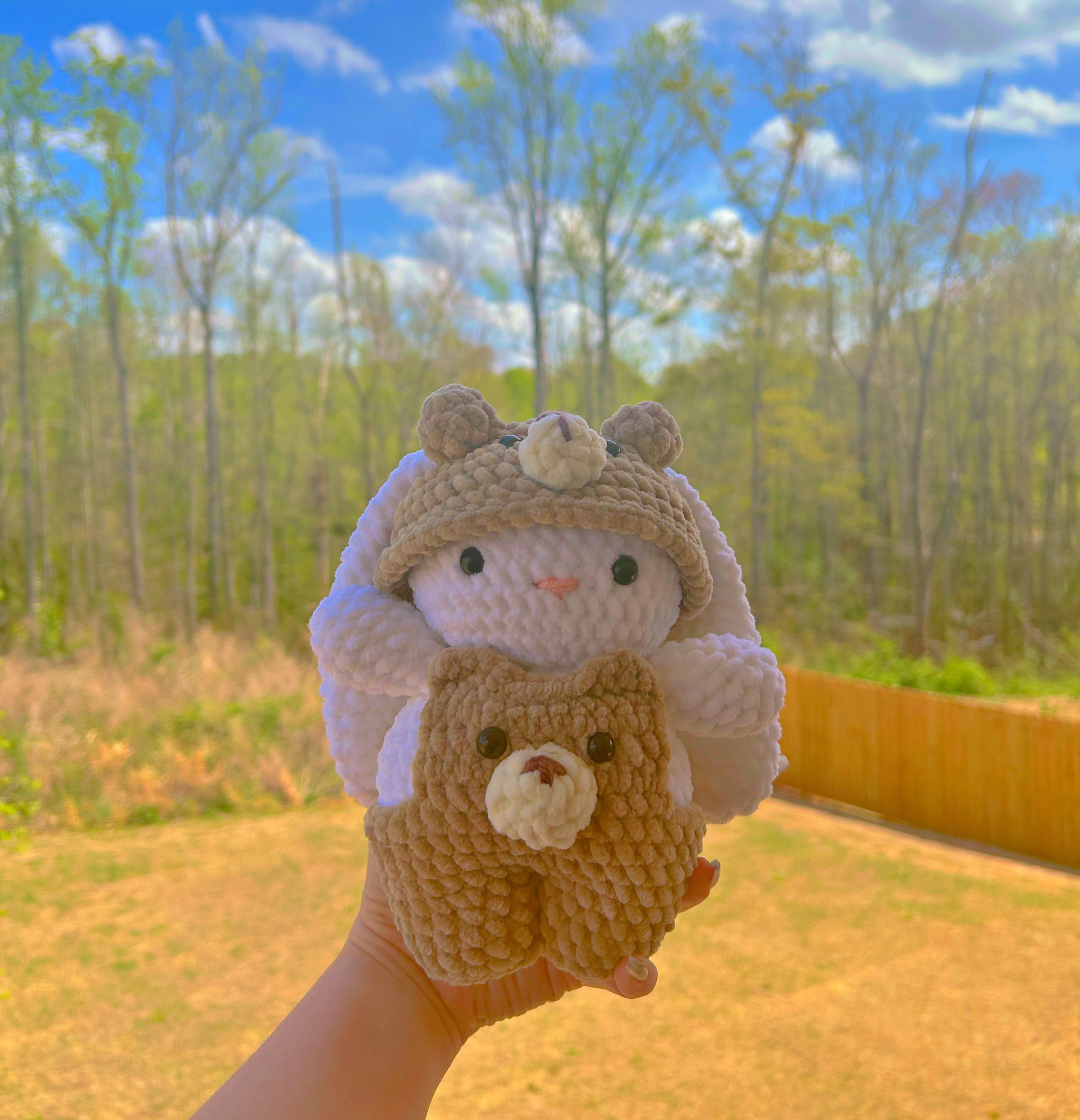 Bunny In A Bear Costume Stuffed Plushie Amigurumi Stuffed Animal