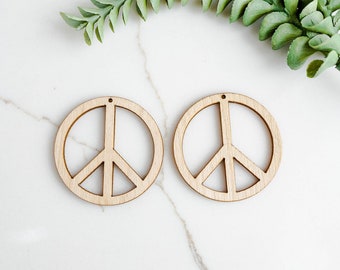 Peace Sign Wood Earring Blanks: Boho Jewelry Supplies