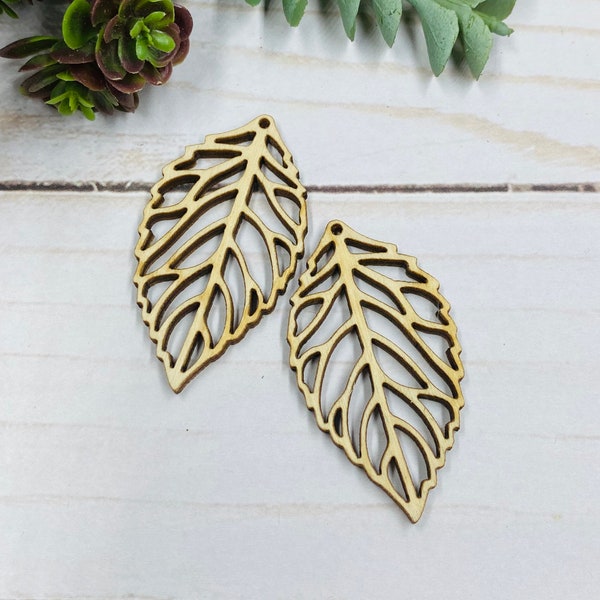Hoja de madera recortada pendientes en blanco para fabricantes de joyas Suministros y artesanía