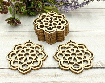 Wood Mandala Earring Blanks: Boho Jewelry Making Supplies