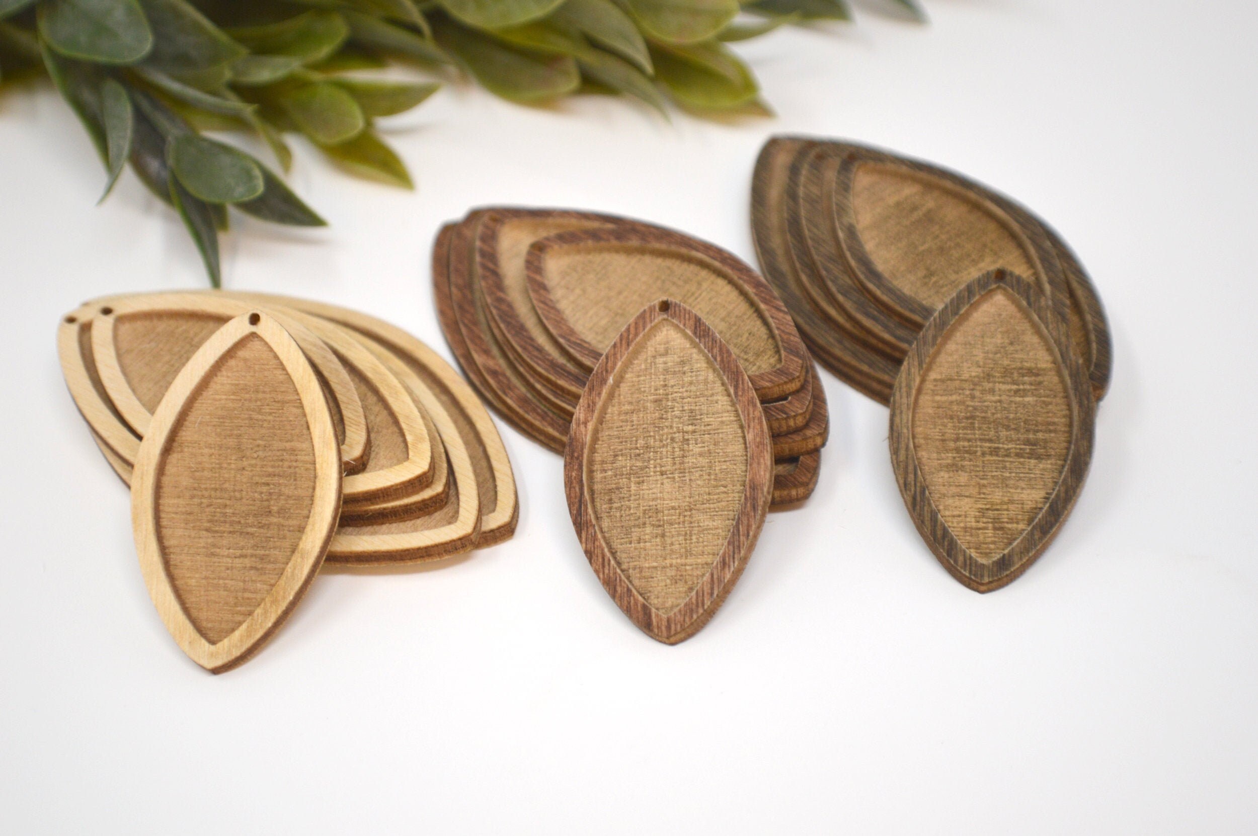 Wood Skinny Leaf Trio bezel / Fits Fox and Fawn Die / Leather or Resi…