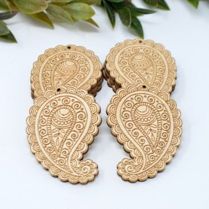 Paisley Wood Earring Blanks, Baltic Birch Wooden Earrings, Supplies for Jewelry Makers