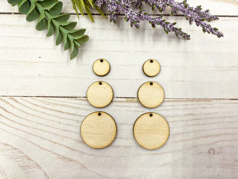 Geometric Circle Earring Connectors Natural Wood Blanks Etsy