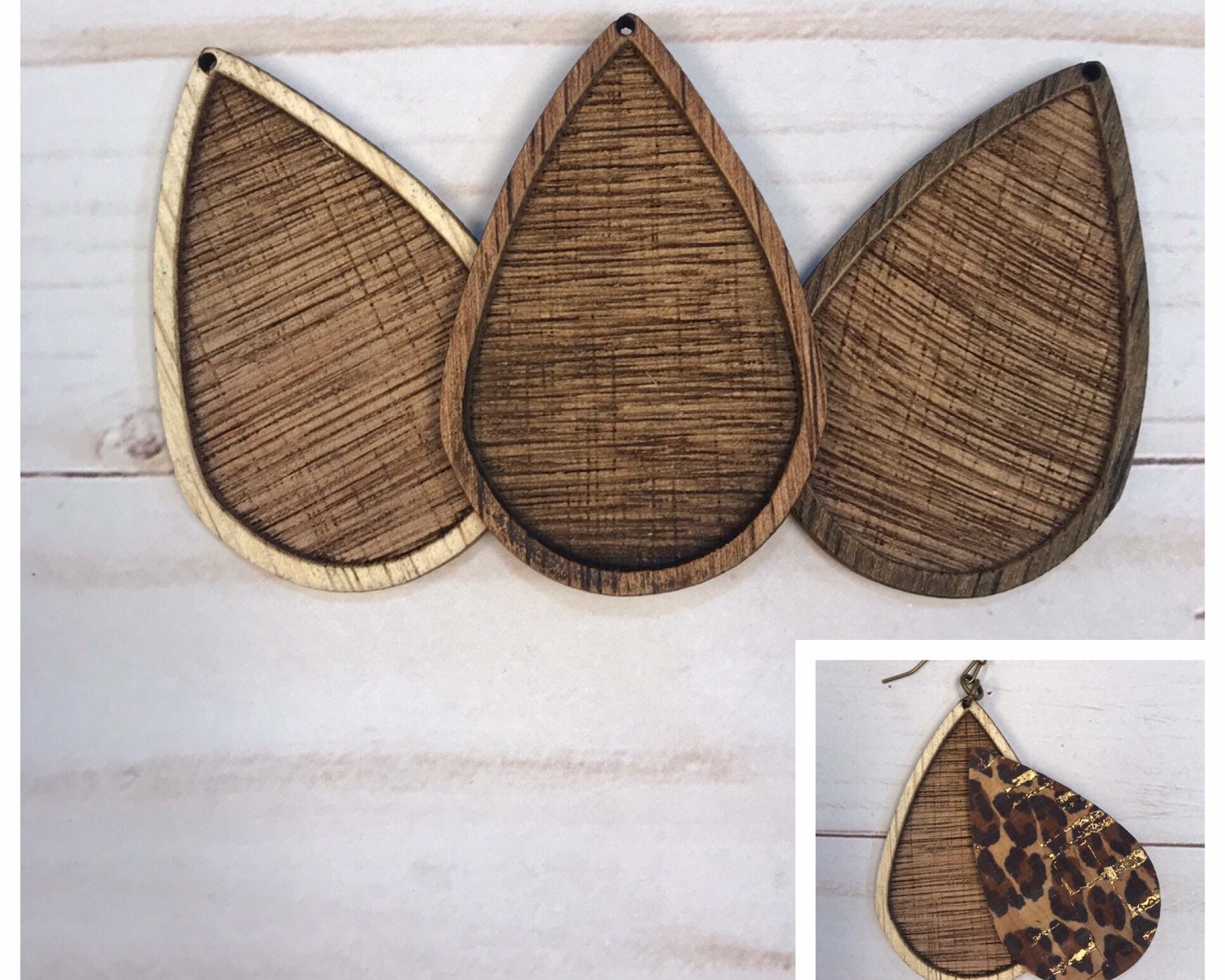 Hicarer 200 Pieces Unfinished Wooden Earrings Blank for Valentines Wood  Pendants, Include 50 Pieces Earring Hooks and 50 Pieces Jump Rin