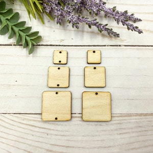 Geometric Square Earring Connectors Natural Wood Blanks Supplies for Jewelry Makers