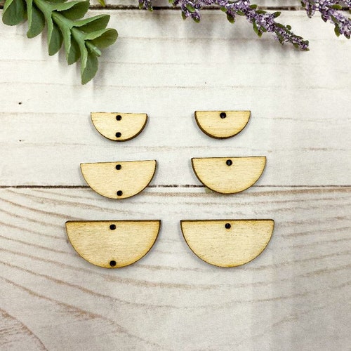 Geometric Half Circle Earring Connectors Natural Wood Blanks Etsy
