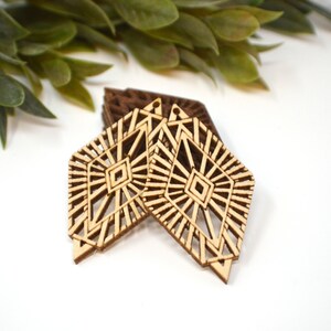 Diamond Radial Wood Earring Blanks, Laser Engraved Jewelry Findings, Supplies for Jewelry Makers, Boho Statement Jewelry Wholesale