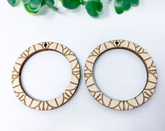 Engraved Wood Hoop Earring Blanks, Connector Wood Blanks,  Supplies, Earring Blanks for Jewelry Makers