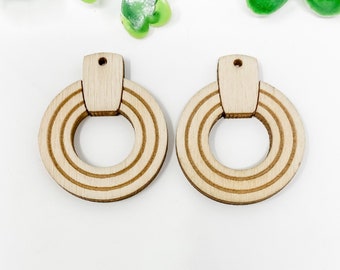 Circle Connected Top Engraved Wood Earring Blanks, Connector Wood Blanks,  Supplies, Earring Blanks for Jewelry Makers