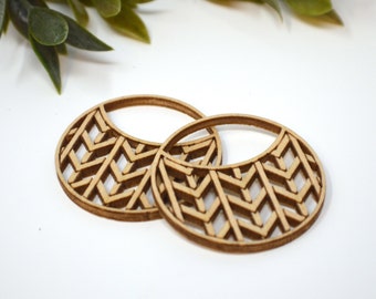 Chevron Webholz Ohrring Rohlinge, Laser graviert, Zubehör für Schmuckhersteller, Boho Statement Schmuck