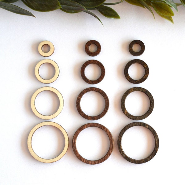 1 inch Thin Wood Circle / Hoop Connector / DIY Wood Earring Findings, Earring Parts Jewelry Making Supply