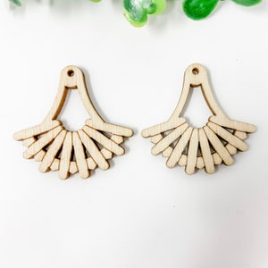 Cutout Fan Dainty Dangle Wood Earring Blanks, Connector Wood Blanks,  Supplies, Earring Blanks for Jewelry Makers