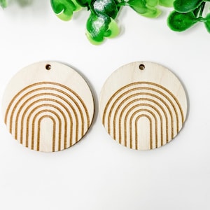 Rainbow Circle Round Engraved Wood Earring Blanks, Connector Wood Blanks,  Supplies, Earring Blanks for Jewelry Makers