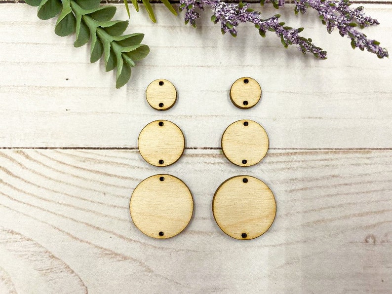 Geometric Circle Earring Connectors Natural Wood Blanks Etsy
