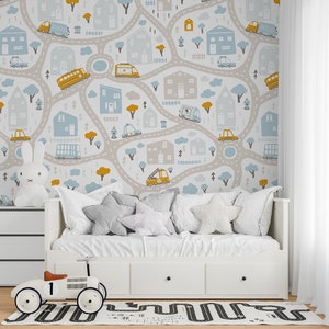 City / Town / Streets / Roads / Cars / Non-Woven wallpaper / Eco-Friendly