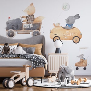 Pursuit / Auto / Vehicle / Car / Animals / Rabbit / Mouse / Fox / Balloon / Wall stickers / Decals / Self-adhesive / Eco-Friendly zdjęcie 1