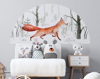 Autumn forest / Trees / Animals / Fox / Decals / Self-adhesive / Eco-Friendly