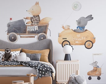 Pursuit / Auto / Vehicle / Car / Animals / Rabbit / Mouse / Fox / Balloon / Wall stickers / Decals / Self-adhesive / Eco-Friendly