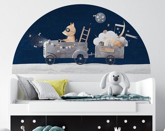 Fox L-XL / Night / Animals / Auto / Car / Vehicle / Moon / Clouds / Stars / Wall stickers / Decals / Self-adhesive / Eco-Friendly